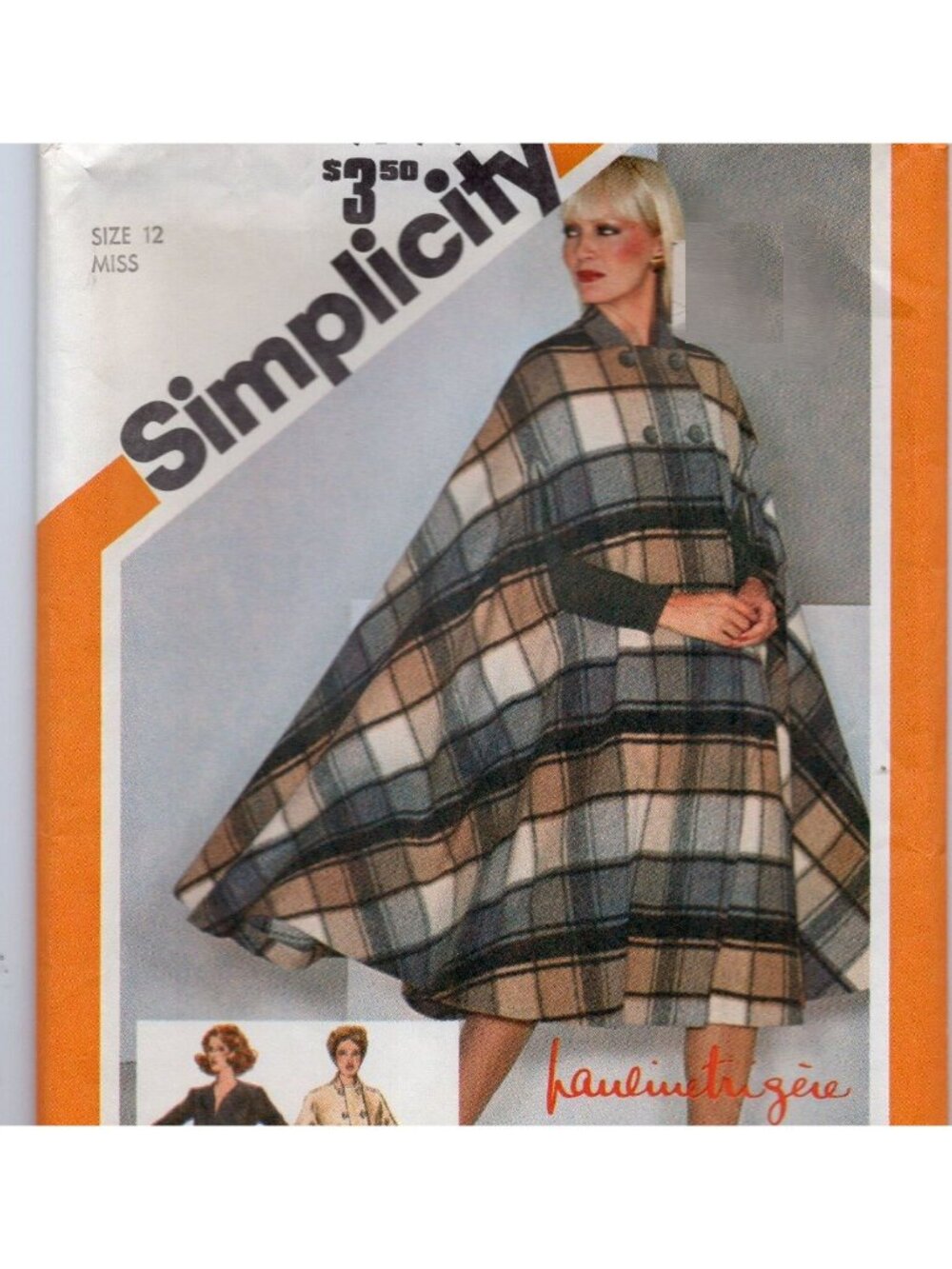 80s Pauline Trigere Dress & Cape Pattern Simplicity 9799 Sz 12 Bust 34 Uncut FF